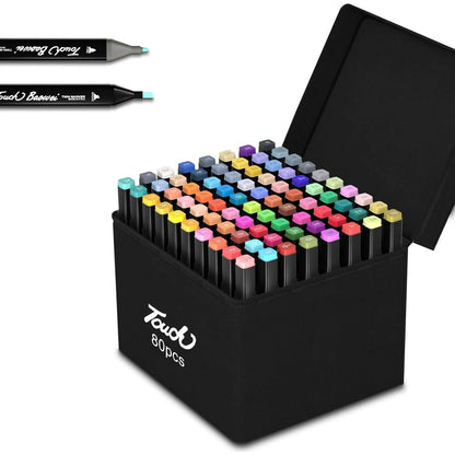 80-Color Dual Tip Alcohol Markers Set – Professional Art & Drawing Markers